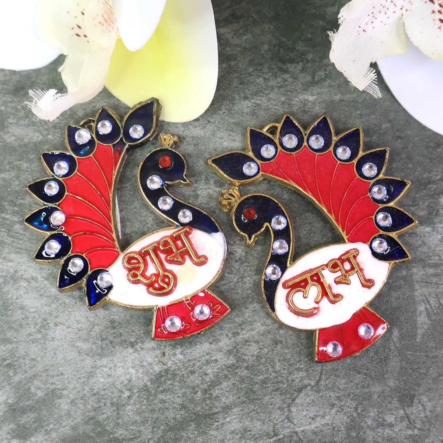 Shubh Labh Peacock Shaped Wall Hangings  Shubh Labh Peacock Shaped Wall Hangings